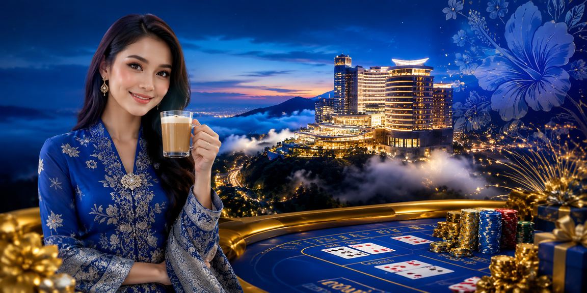 Pemain kasino langsung di Kuala Lumpur berpakaian kebaya bermain dari telefon pintar